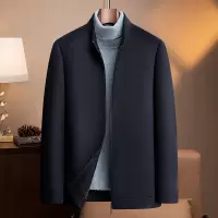 100%羊毛夹克秋冬新款中老年男装商务立领羊毛夹克爸爸装羊绒茄克