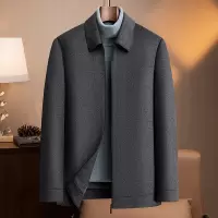 100%羊毛夹克秋冬新款中老年男装商务翻领羊毛夹克爸爸装羊绒茄克