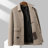 100%羊毛秋冬新款双面呢短款大衣金丝绒内胆尼大衣风衣男妮子外套