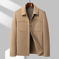 手工缝制秋冬浮植绒工艺100%羊毛双面尼短大衣男士青年夹克外套