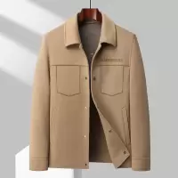 手工缝制秋冬浮植绒工艺100%羊毛双面尼短大衣男士青年夹克外套