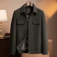 时尚潮流休闲羊毛双面呢短大衣男士秋冬新款加厚鹅绒脱卸内胆外套