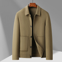 潮流简约翻领双面呢羊毛茄克青年男士秋冬款双面呢羊毛厚外套