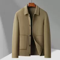 潮流简约翻领双面呢羊毛茄克青年男士秋冬款双面呢羊毛厚外套