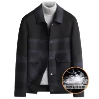 潮流青年秋冬羽绒脱卸内胆双面呢羊毛大衣男士短款双面呢羊毛外套