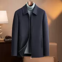 秋冬双面尼羊毛夹克男士商务休闲厚款夹克中老年羊毛茄克衫爸爸装