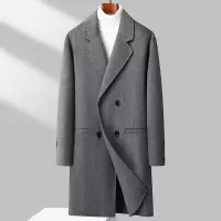 秋冬新款男士韩版修身双排扣纯手工双面呢大衣中长款大码男装潮流