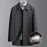秋冬新款脱卸羽绒内胆双面呢羊毛大衣男士加厚中老年大码男装外套