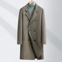 秋冬新款落肩袖男士长款双排扣双面呢羊毛大衣男潮流外套