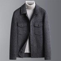 秋冬新款阿尔巴卡羊毛双面呢短款大衣男青年加厚休闲双面羊毛外套