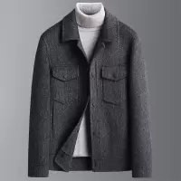 秋冬新款阿尔巴卡羊毛双面呢短款大衣男青年加厚休闲双面羊毛外套
