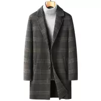 秋冬潮流格子双面呢羊毛大衣男士加厚中长款毛呢大衣风衣呢子外套