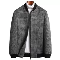 秋冬羊毛呢夹克男士加棉加厚棒球领中青年羊毛妮子茄克衫大码男装