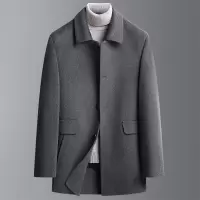 秋冬脱卸羽绒内胆双面呢大衣中老年男士加厚中长羊毛大衣风衣外套