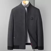 秋季立领加棉男士休闲夹克中老年羊毛茄克衫爸爸装男外套