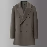 羊绒羊毛双面呢大衣秋冬男双排扣中长风衣高级感休闲毛呢大码外套