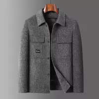 脱卸羽绒内胆翻领双面呢羊毛茄克青年男士秋冬款双面呢羊毛厚外套