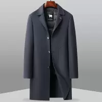 西装领双面呢羊毛大衣男式秋冬新款鹅绒脱卸内胆商务毛呢外套