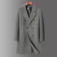 长顺羊毛双面呢长款大衣风衣秋冬新款青年男士双排扣大衣外套男装