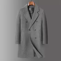 长顺羊毛双面呢长款大衣风衣秋冬新款青年男士双排扣大衣外套男装
