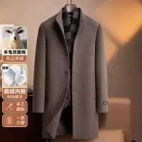 高端含羊绒羊毛双面呢大衣男士秋冬新款中老年商务长款羊绒外套潮