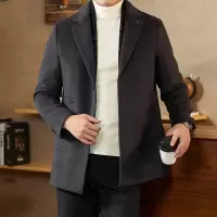 鹅绒双面呢羊毛大衣男中长款脱卸内胆羊毛呢子外套西装领羊绒上衣