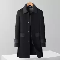 鹅绒服双面呢羊毛大衣男士秋冬新脱卸鹅绒内胆中长双面呢鹅绒外套