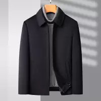 秋冬羊绒夹克羽绒脱卸内胆中老年男士轻奢商务休闲翻领爸爸装夹克