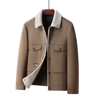 羊羔毛领鹅绒内胆双面呢羊毛茄克青年男士潮流秋冬新款羊毛厚外套