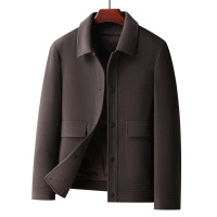 鹅绒内胆双面呢羊毛茄克青年男士秋冬新款双面呢羊毛厚外套潮