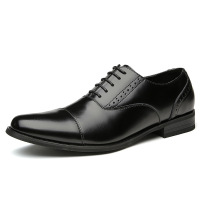 新款花圆头真皮商务皮鞋男正装绅士鞋办公职业休闲男鞋德比