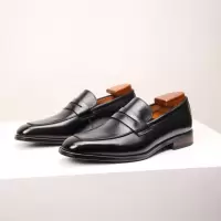 手工男士皮鞋商务豆豆鞋头层牛皮懒人鞋一脚蹬休闲皮鞋乐福鞋套脚