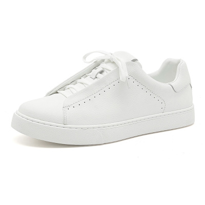 百搭小白鞋真皮男士休闲板鞋一脚蹬套穿摔纹超软时尚男士运动皮鞋