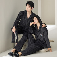 睡衣情侣冬季长袖加厚休闲男款睡衣套装秋冬款大码海岛绒家居服女