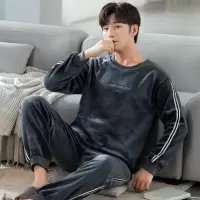 珊瑚绒睡衣男士秋冬季新款加绒冬天保暖法兰绒加厚青年男款家居服