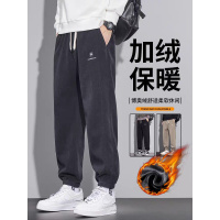 加绒加厚雪尼尔重磅卫裤男生冬季新款灯芯绒运动休闲长裤秋冬