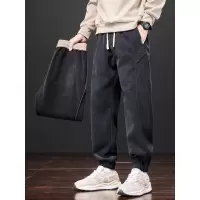 灯芯绒休闲裤秋冬新款加绒加厚哈伦束脚卫裤美式潮牌运动裤子