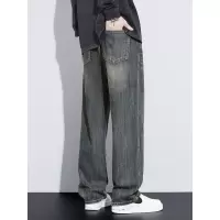 男士牛仔裤新款宽松直筒无弹裤子高街复古蓝色春秋休闲阔腿裤