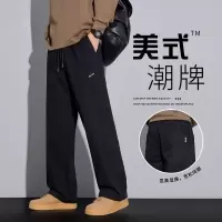 纯棉休闲裤男士春秋季新款潮牌宽松直筒工装阔腿运动长裤子春