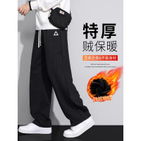 黑色男款裤子冬新款宽松直筒冬季加绒加厚实卫裤