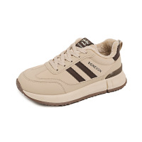 加绒厚底皮面运动鞋新款鞋百搭时尚轻便防滑软底老爹鞋