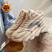 加绒厚底皮面运动鞋新款鞋百搭时尚轻便防滑软底老爹鞋