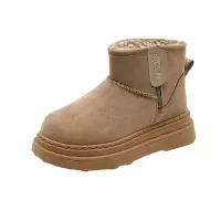 加绒雪地靴女厚底外穿年冬季新款真皮防水防滑保暖棉鞋子