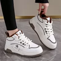 高帮鞋女冬季新款加绒百搭学生棉鞋增高松糕休闲小白鞋