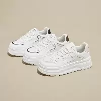 ins韩版新款小白鞋女秋季跑步皮面透气休闲增高