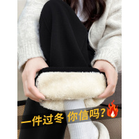 加厚羊羔绒阔腿裤子女新款秋冬季加绒运动裤休闲窄版直筒卫裤