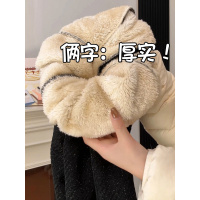 加绒加厚羊羔绒裤子女秋冬新款毛呢窄版直筒灯芯绒阔腿裤