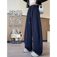 加绒运动裤女秋冬新款加厚羊羔绒镰刀卫裤休闲香蕉阔腿裤