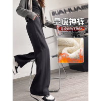 加绒运动裤子冬加厚绒裤女外穿新款小个子棉裤羊羔绒阔腿卫裤