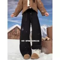 加绒阔腿裤女新款秋冬黑色直筒休闲小个子加厚灯芯绒裤子